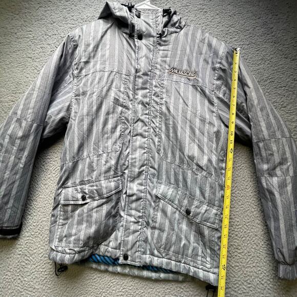 Maui & Sons Jacket Mens Medium Gray Striped Puffer Full Zip Winter Hoodie - Picture 4 of 12